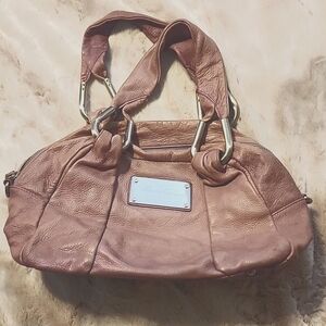 Kenneth Cole leather bag. Color is a pale purple. Zipper on inside is broken.